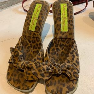 Materia Prima Italian Cheetah Suede Print Heels